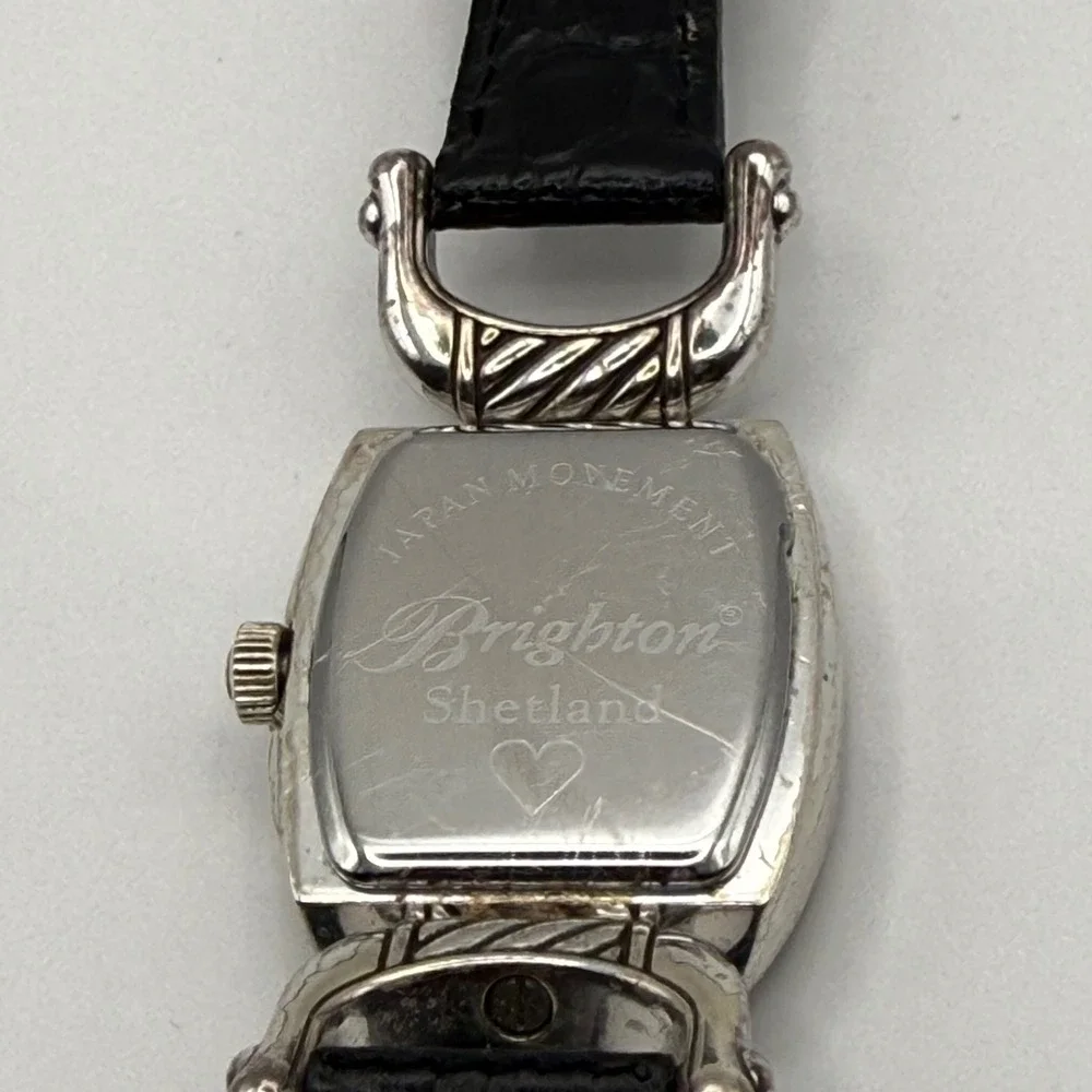 Brighton Shetland Women's Silver Tone Watch Brown Leather Band Japan Quartz